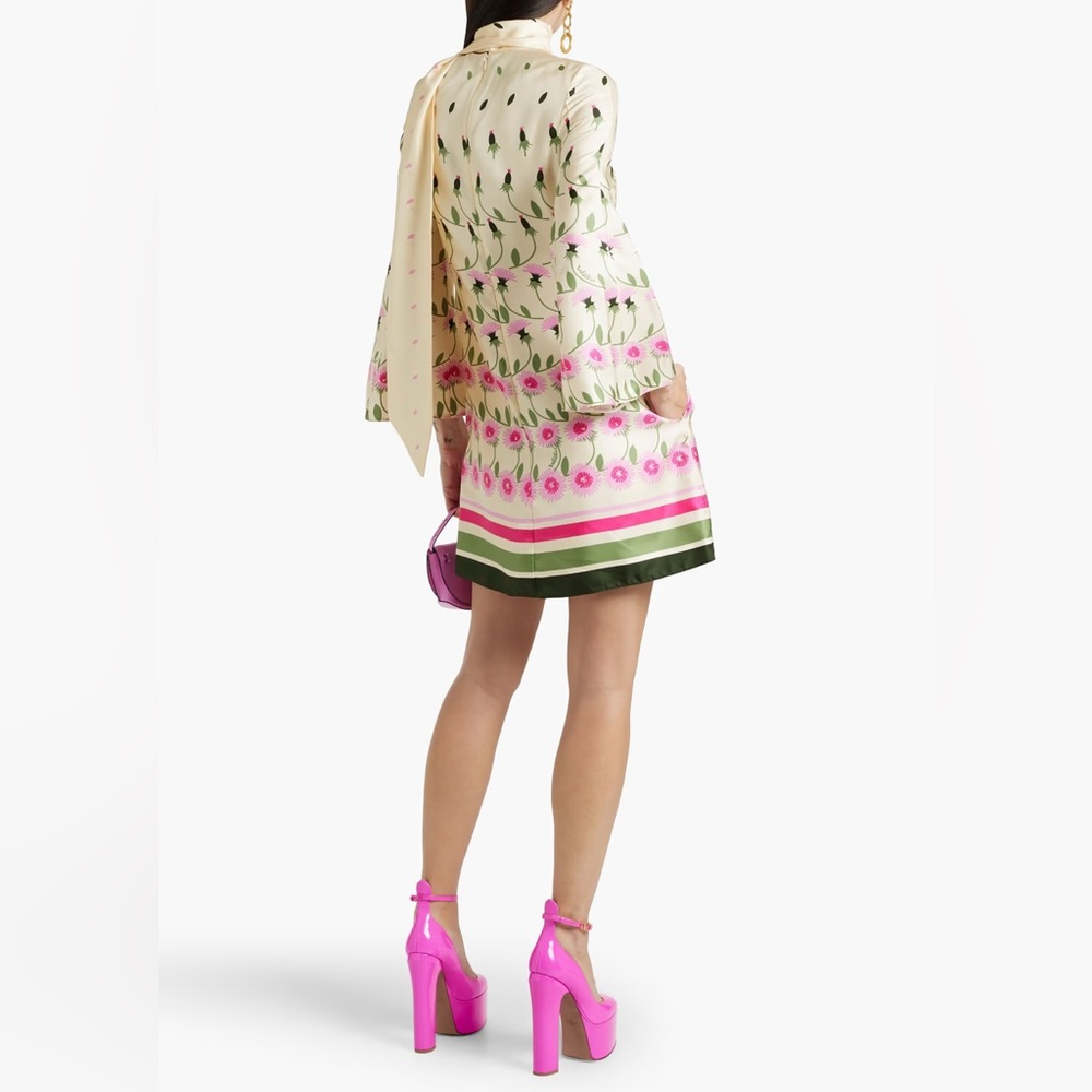 NWT VALENTINO GARAVANI Ecru floral Printed silk-twill mini dress. Medium (IT 40) - Picture 5 of 11